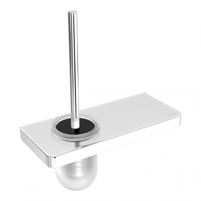 Ершик для унитаза LEMARK GLASS LINE с держателем и полкой, хром/белое стекло 9761031