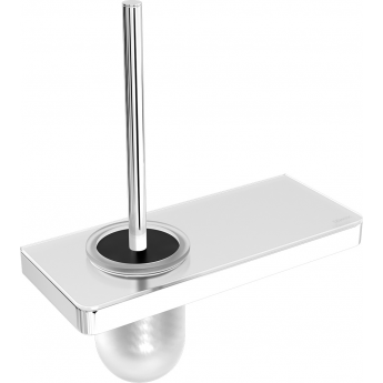 Ершик для унитаза LEMARK GLASS LINE с держателем и полкой, хром/белое стекло