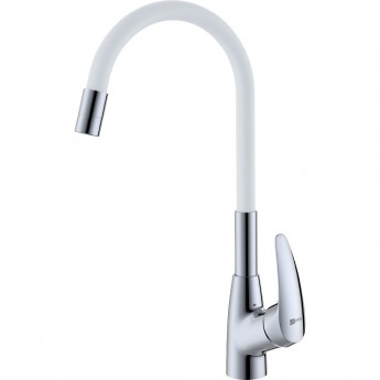 Смеситель LEMARK LINARA LM0415C-White для кухни, с гибким изливом, хром/белый Смеситель LEMARK LINARA LM0415C-White для кухни, с гибким изливом, хром/белый