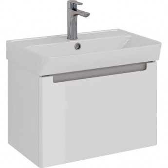 Тумба LEMARK BUNO MINI, 60 см под раковину, подвесная, 1 ящик, белый глянец
